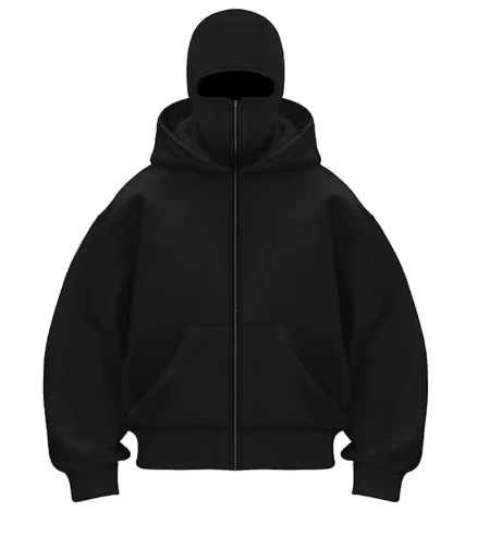 Masked Zipped Hoodies Black