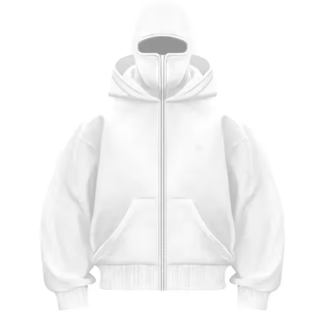 Masked Zipped Hoodies  White